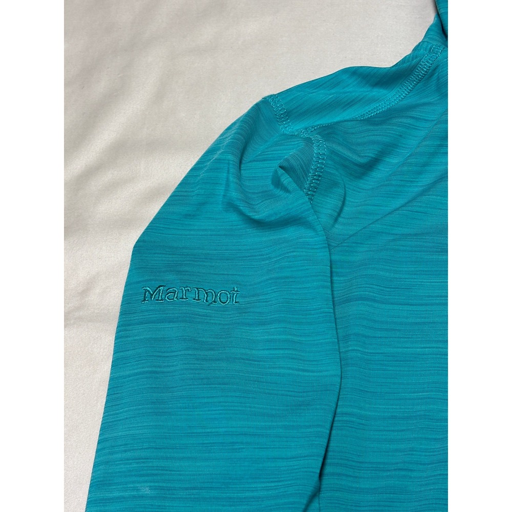 Marmot Womens Full Zip Performance Jacket Turquoise Space Dye Thumbholes M - Picture 2 of 10